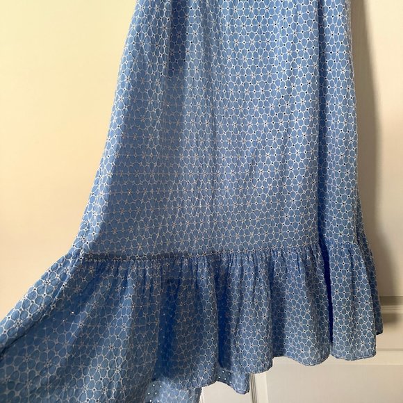 Lisa Marie Fernandez light blue Eyelet strapless cotton belted maxi dress S - Picture 12 of 13